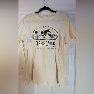 Cream Graphic T-Shirt with Cow Print